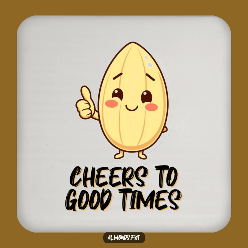 Funny Happy Almond Thumbs Up Coasters: Protect Surfaces with Cheer