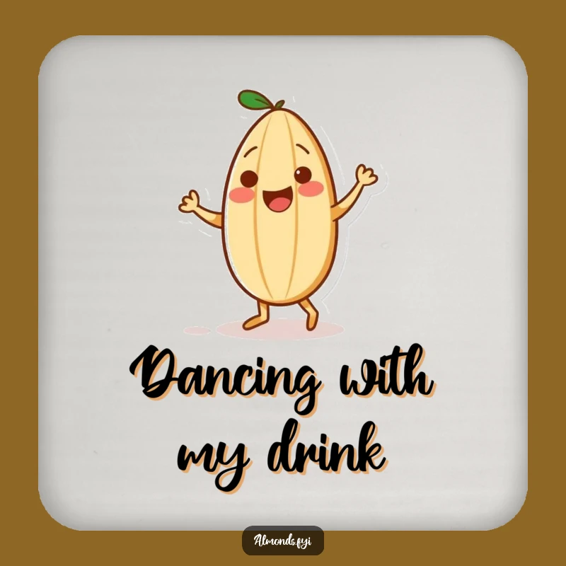Funny Playful Almond Sprinkle Dance Coaster: Nut's Rhythm Protection - Party Gift!