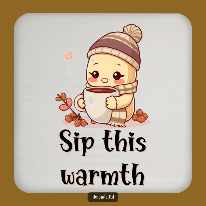 Funny Cozy Almond Coffee Drink Coaster - Winter Table Protector