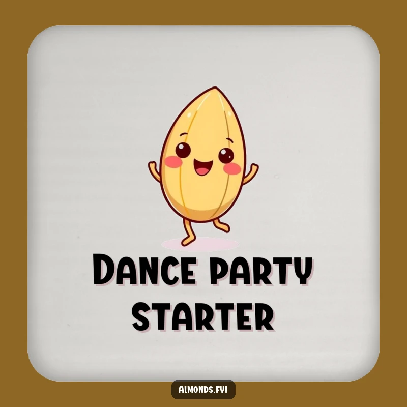 Funny Happy Almond Jig Coaster - Nutty Character Drink Accessory Gift