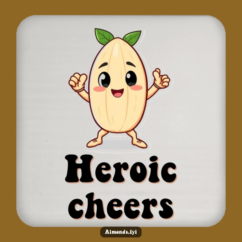 Funny Heroic Almond Coaster - Protect Surfaces with Nutty Pose Humor Gift