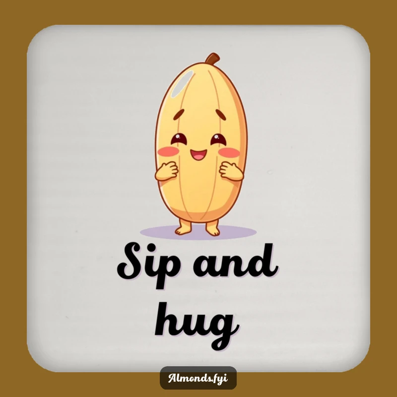 Funny Hugging Almond Coaster - Protect Surfaces with a Nutty Embrace!
