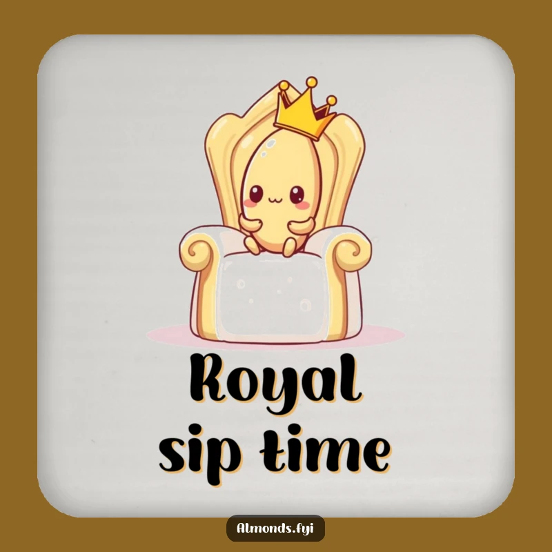 Funny Shy Almond Coaster - Protect Surfaces with Royal Humor Gift