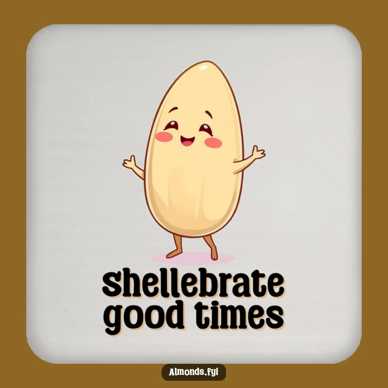 Funny Smiling Almond Salsa Dance Coaster, Drink Humorous Gift for Nutty Tables