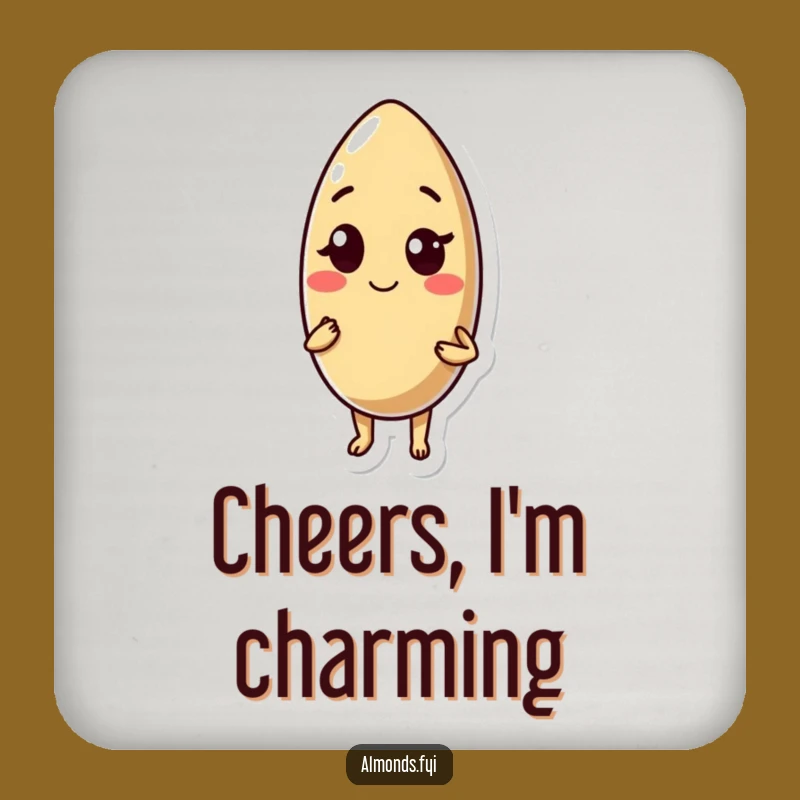 Funny Winking Almond Coaster: Sip with a Smirk