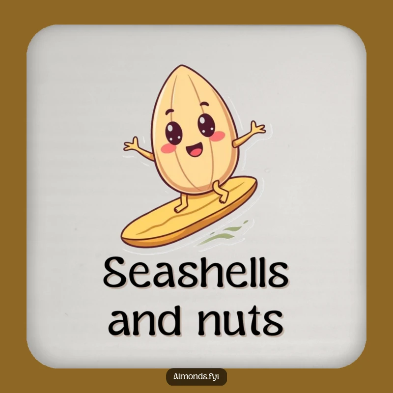 Funny Surfing Almond Coaster - Googly Eyes Nutty Table Protector Gift!