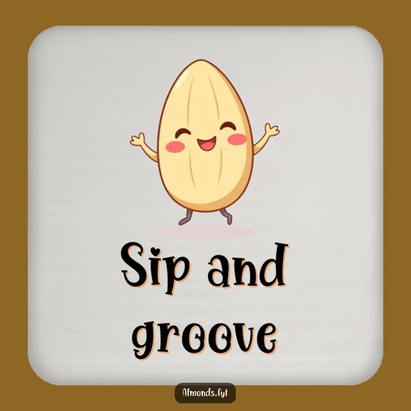 Funny Smiling Almond Dance Coaster - Hilarious Gift for Lively Tables