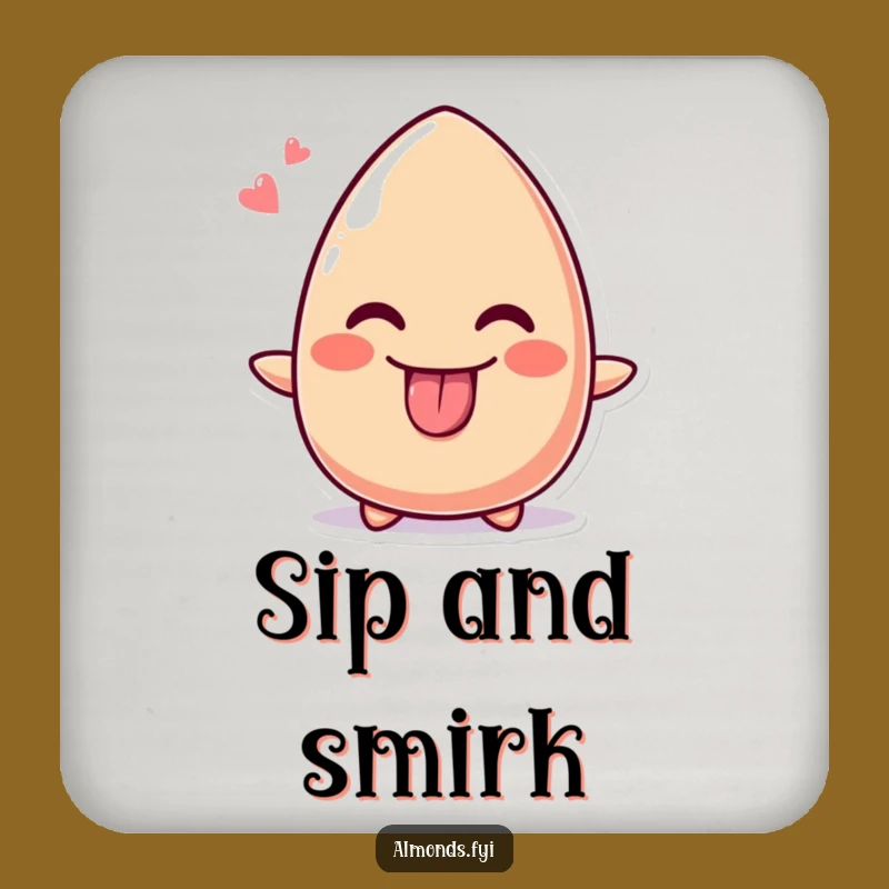 Funny Cheeky Almond Drink Coaster, Tongue Out Protector, Royal Funny Gift