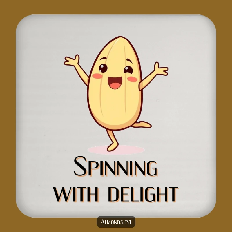 Funny Cheerful Almond Cartwheel Drink Coaster: Protect Surfaces with Joyful Flair!