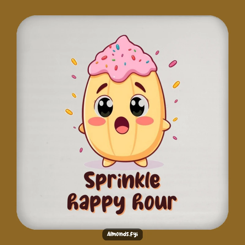 Funny Surprised Almond Coaster: Sweet Surprise & Smiles