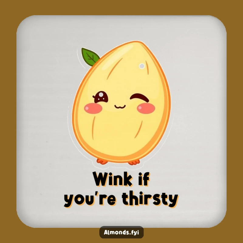 Funny Drink Coaster: Winking Almond Character, Protect Surfaces with Playfulness