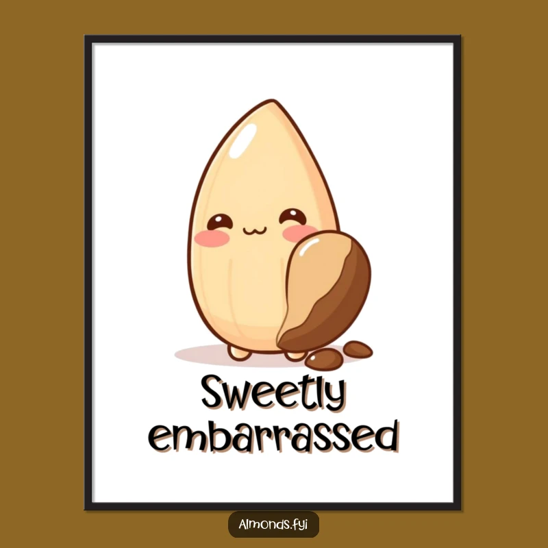 Funny Blushing Almond Poster: Adorable Shy Art for Sweet Spaces
