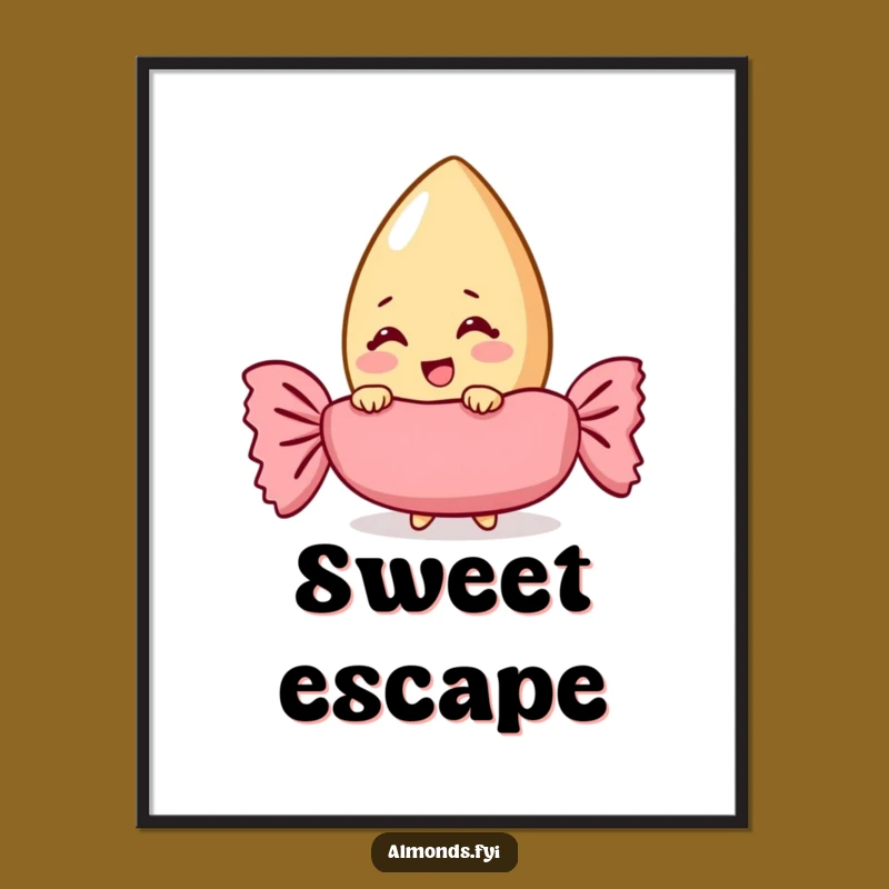 Funny Giggling Almond Poster: Candy Wrapper Art for Sweet Decor