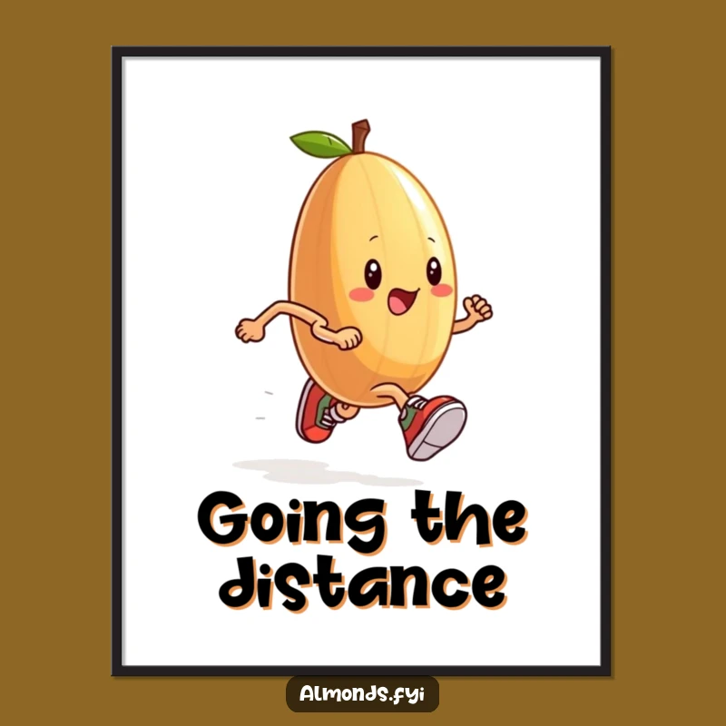 Funny Running Almond Poster - Tiny Sneakers Race Day Decor