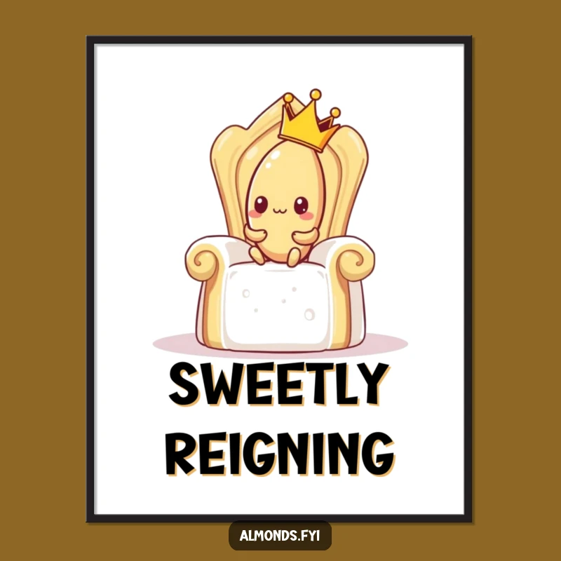 Funny Shy Almond Sugar Cube Art Print - Hilarious Royal Decor Gift