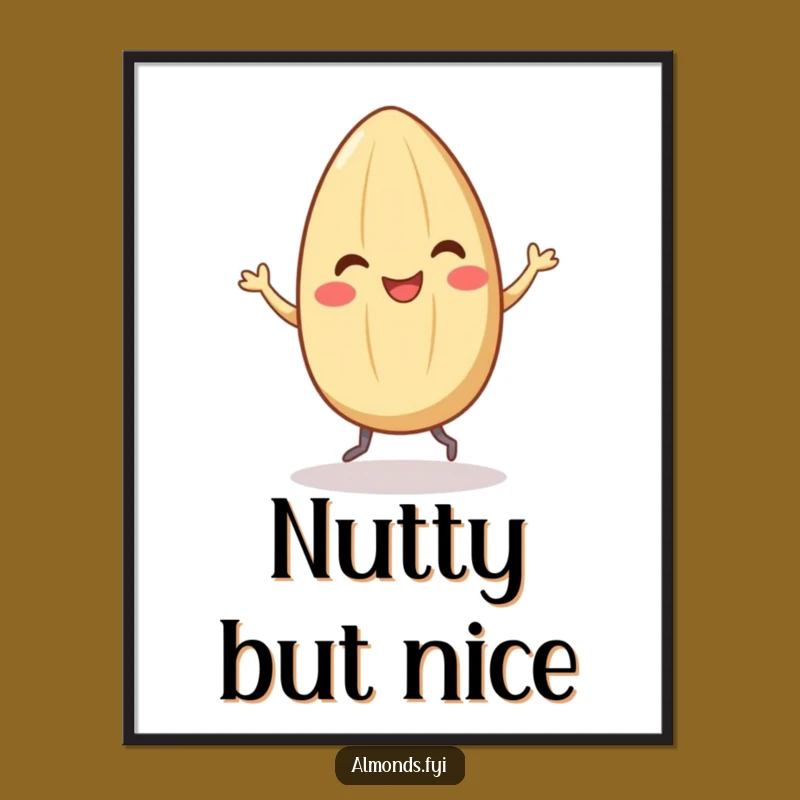 Funny Smiling Almond Dance Poster - Whimsical Hilarious Wall Art Gift