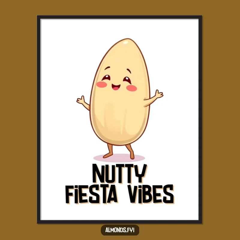 Funny Smiling Almond Salsa Dance Poster, Wall Art Humorous Gift for Festive Decor
