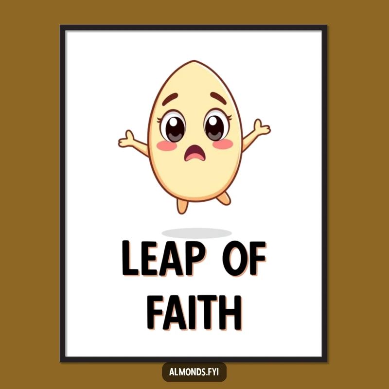 Funny Surprised Almond Poster - Jumping Nut Art, Hilarious Wall Decor!