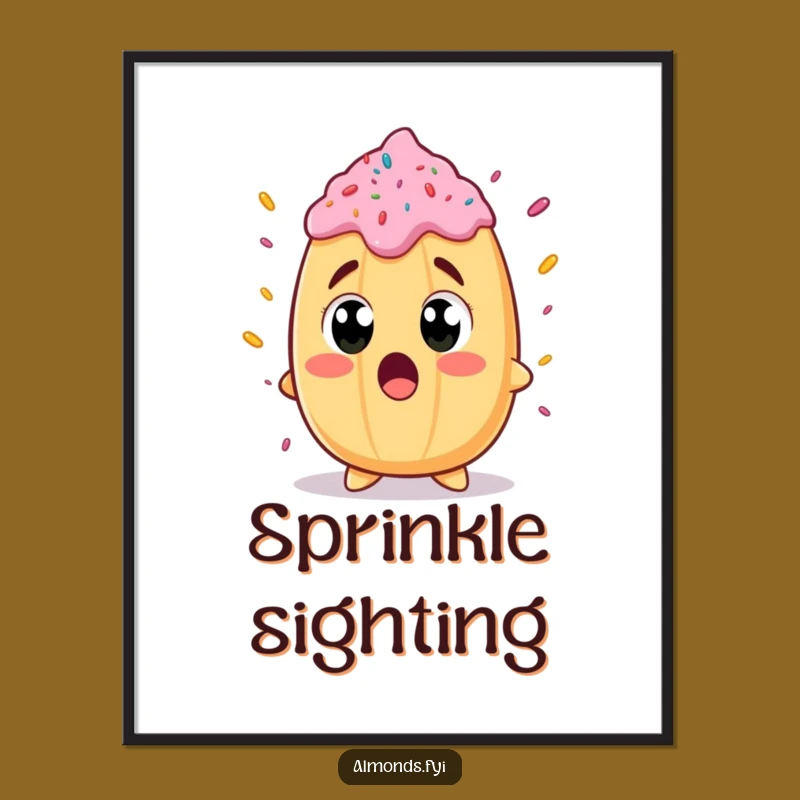 Funny Surprised Almond Sprinkle Poster: Whimsical Wall Art