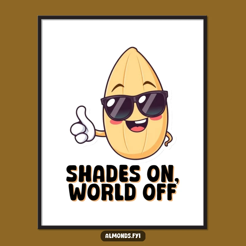 Funny Thumbs Up Almond Poster: Cheerful Nutty Character Art for Wall Fun