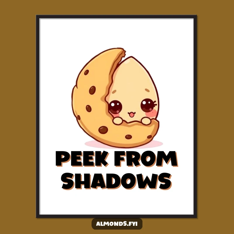 Funny Curious Almond Cookie Poster: Art with a Sweet Surprise!
