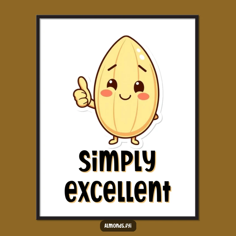 Funny Happy Almond Thumbs Up Poster: Cheerful Wall Art for Positive Spaces