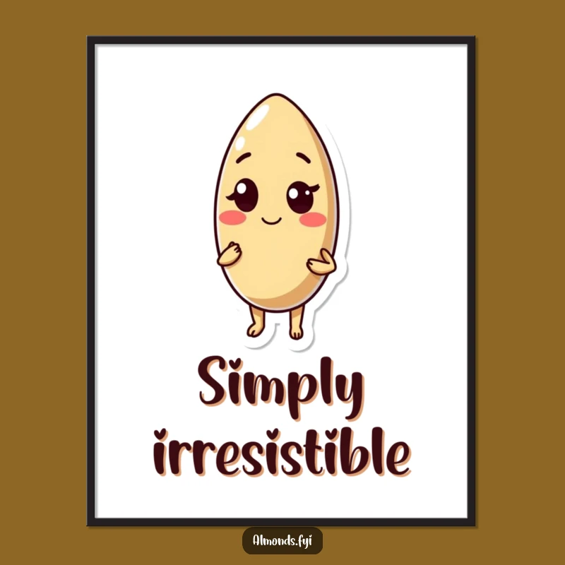 Funny Winking Almond Poster: Confident Art for a Smirk-Worthy Space