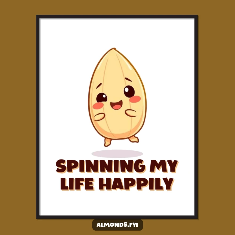 Funny Giggling Almond Poster: Spinning Character Wall Art Funny Gift