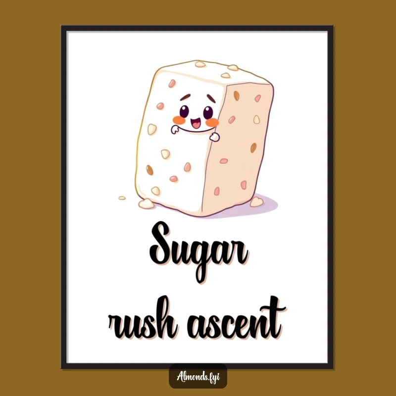 Funny Determined Almond Climbing Poster: Motivational Wall Art for Sweet Success