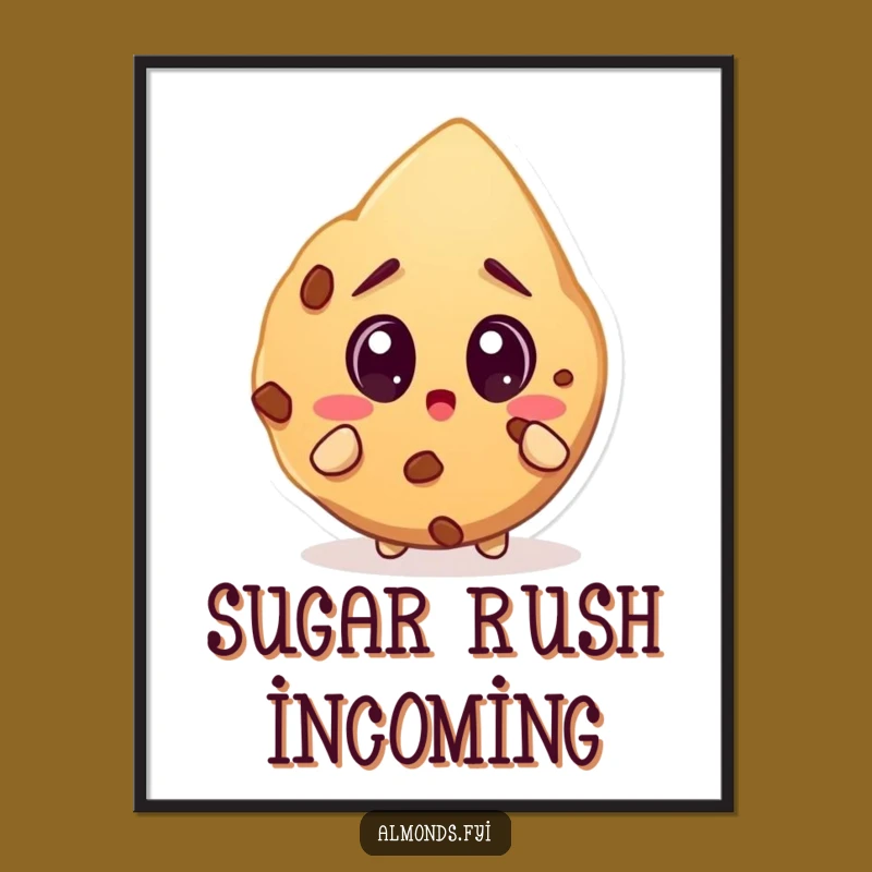 Funny Surprised Almond Cookie Poster: Shocked Nut Art - Vibrant Wall Decor Gift!