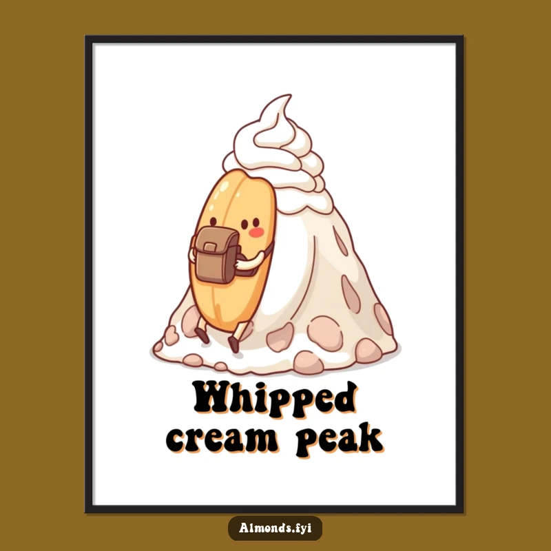 Funny Determined Almond Hike Poster - Whimsical Adventure Wall Art