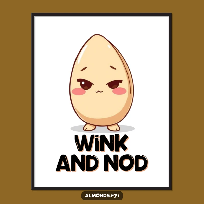 Funny Giggling Almond Wink Poster - Hilarious Wall Art for a Nutty Vibe!