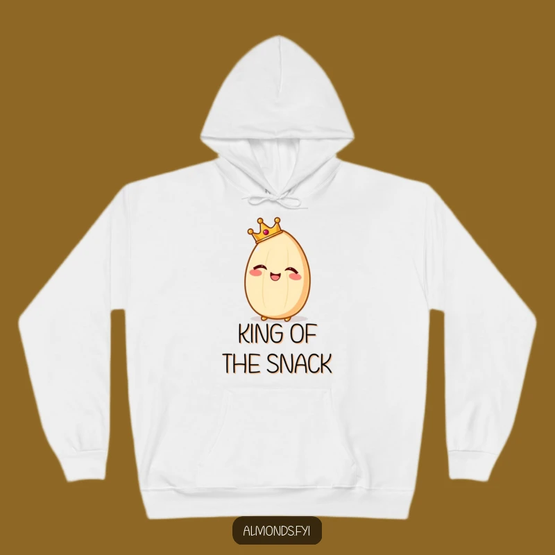 Cozy Funny Regal Almond Hoodie, Giggling Crowned Nut, Warm Funny Gift
