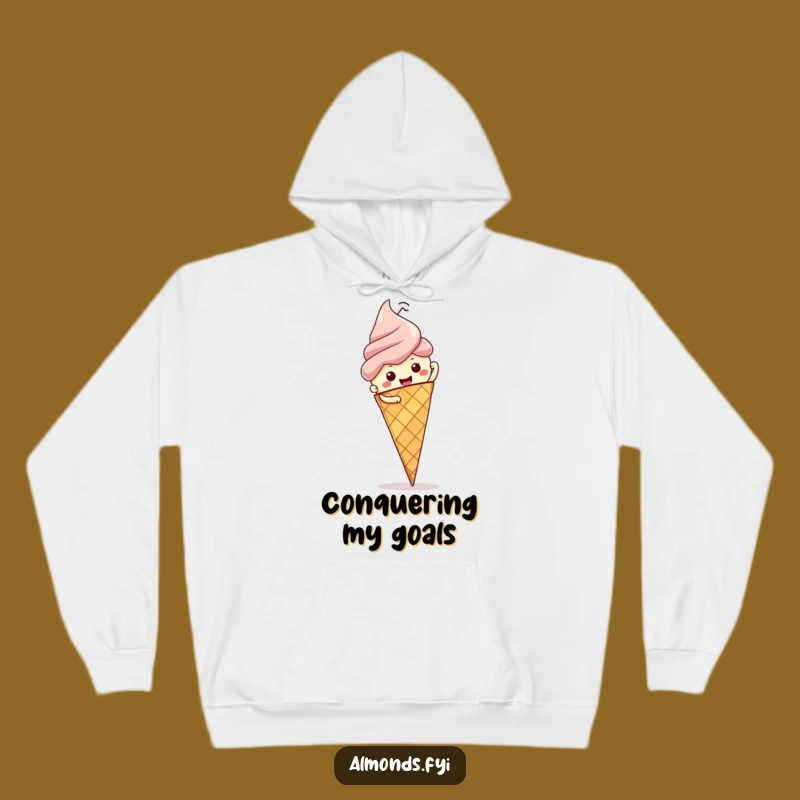 Funny Almond Ice Cream Climb Hoodie: Cozy Motivational Gear for Nutty Climbers