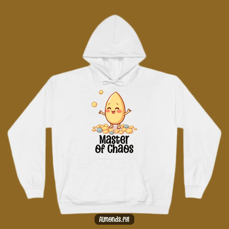 Funny Juggling Almond Hoodie: Cozy Nutty Character for Playful Warmth