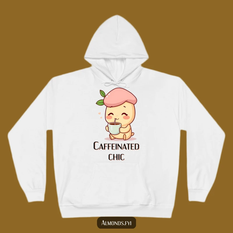 Funny Parisian Almond Hoodie: Cozy Character's Coffee Comfort
