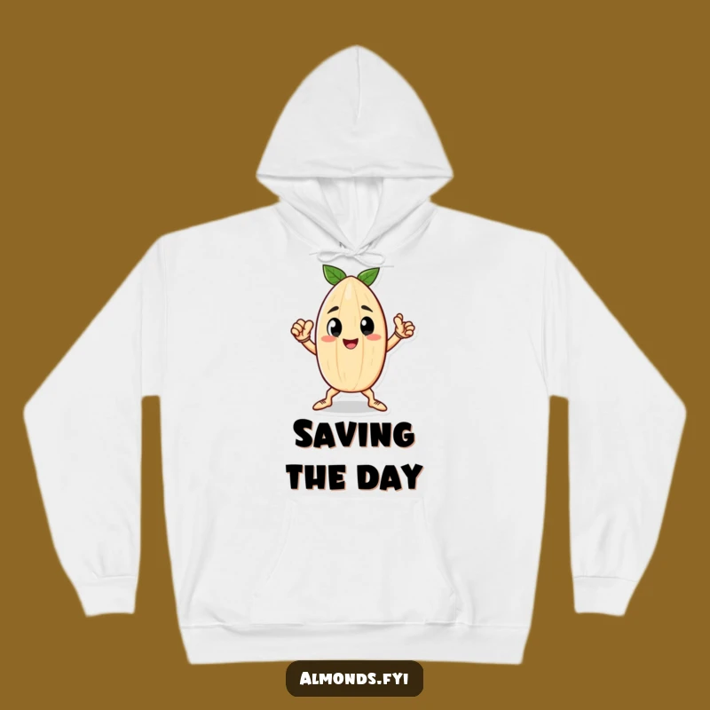 Funny Heroic Almond Hoodie - Cozy Nutty Character Pose Gift
