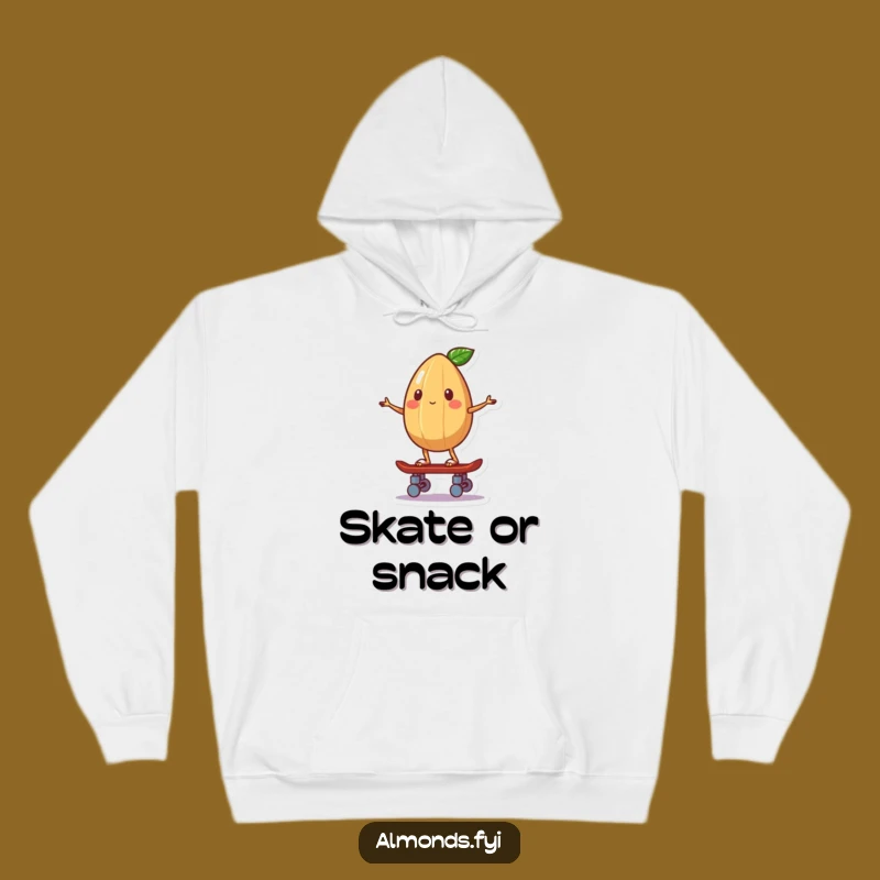 Cozy Funny Skater Almond Hoodie, Balancing Nut Comfort, Warm Funny Gift