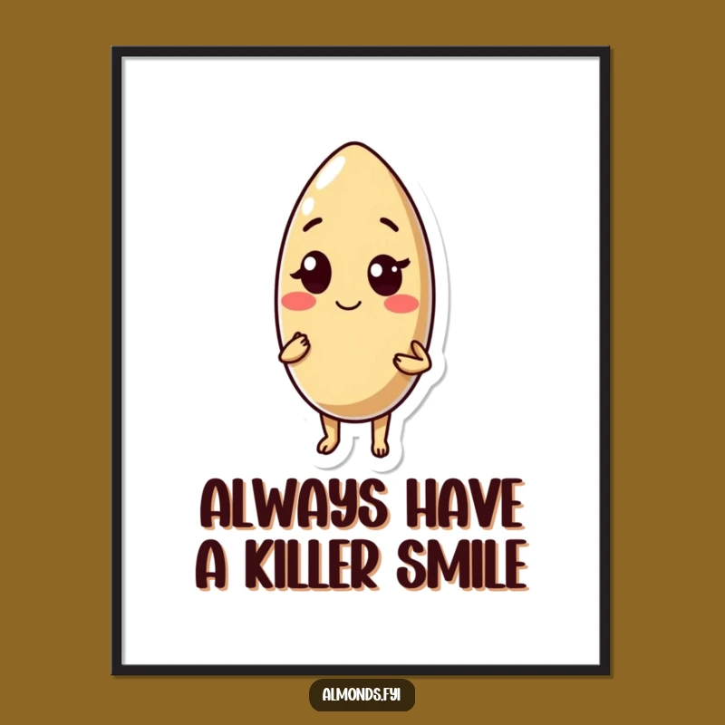 Funny Free Printable Wall Art: Confident Winking Almond Art, Quirky DIY Decor!