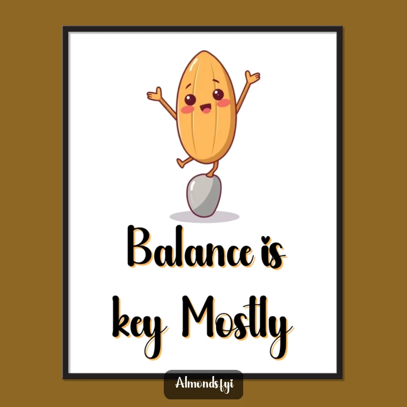Free Printable Wall Art: Funny Almond Balance Fail, Hilarious Downloadable Decor