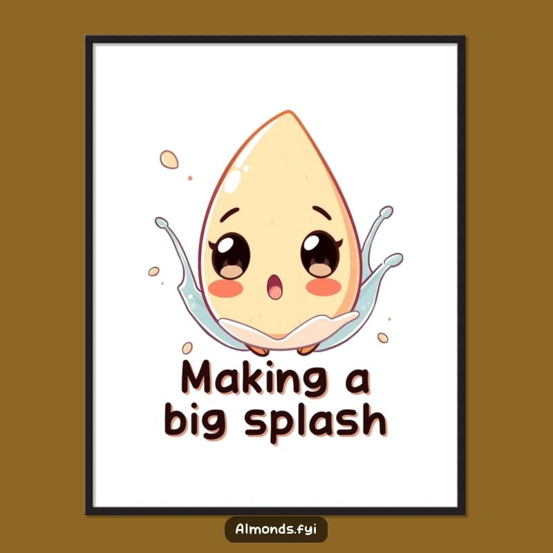 Free Printable Surprised Almond Wall Art: Playful Splash Downloadable Decor!