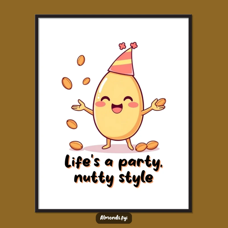 Free Printable Wall Art: Juggling Almond, Whimsical Downloadable Art Gift