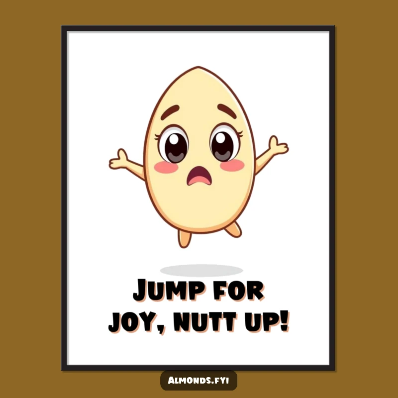 Free Printable Wall Art: Jumping Almond, Quirky Downloadable Art Gift