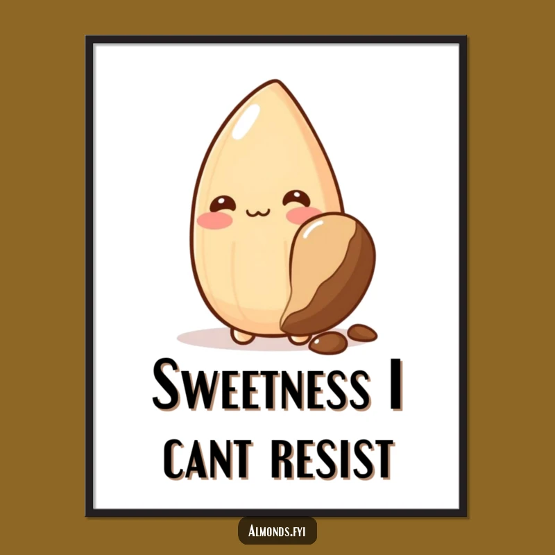 Funny Free Printable Wall Art: Shy Blushing Almond Art, Cute DIY Decor!