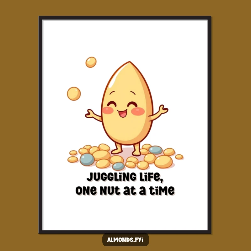 Funny Free Printable Wall Art: Giggling Almond Juggling Pebbles Decor