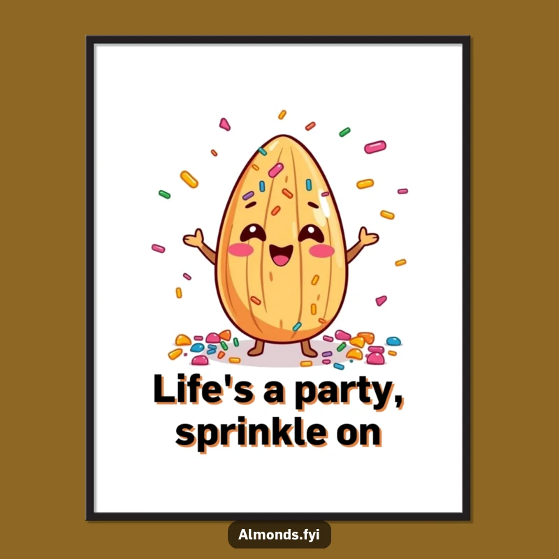 Free Printable Funny Wall Art: Cheerful Almond Juggling Sprinkles Decor