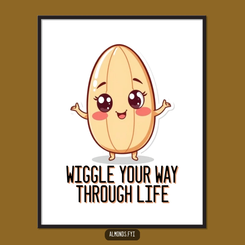 Free Printable Wall Art: Wiggling Almond, Goofy Downloadable Art Gift