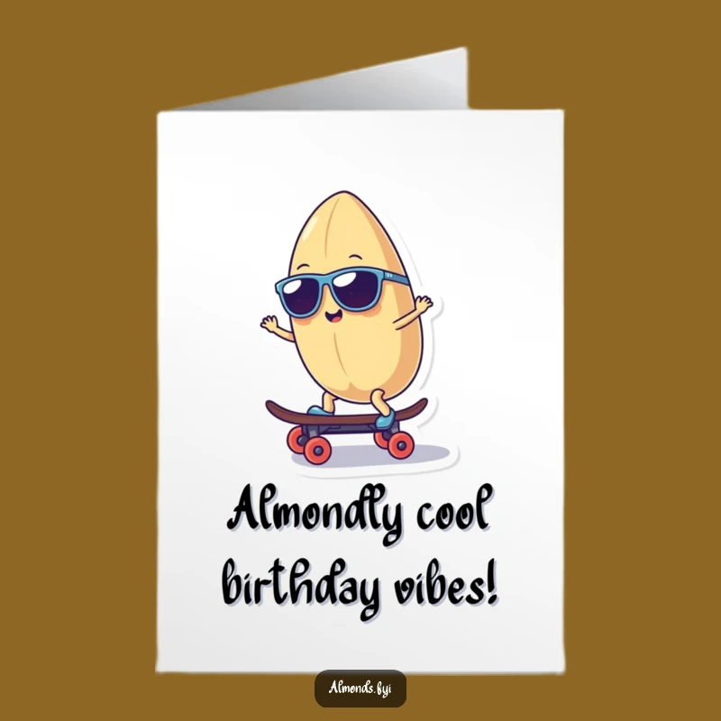 Free Printable Birthday Card Smiling Almond Skater Cool Sunglasses Downloadable Gift