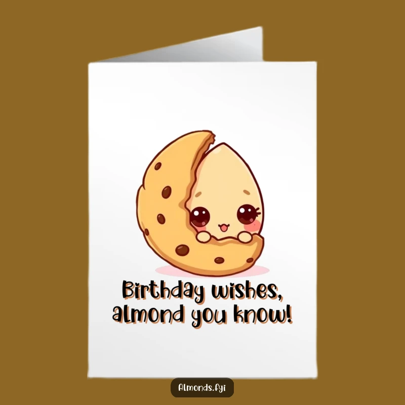 Free Printable Birthday Card: Curious Almond Cookie Peek Funny Surprise Downloadable Gift
