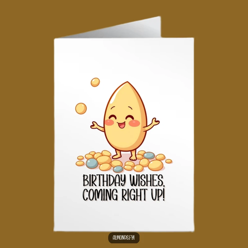 Free Printable Birthday Card: Juggling Almond Giggles Funny Downloadable